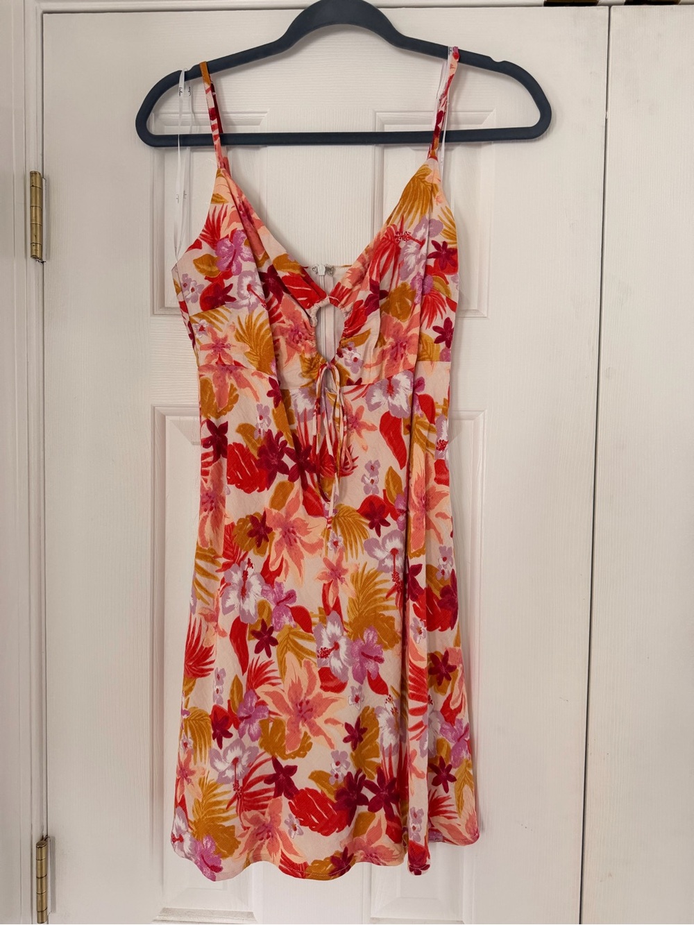 Floral Tie-Front Mini Dress - Red/Pink Multi